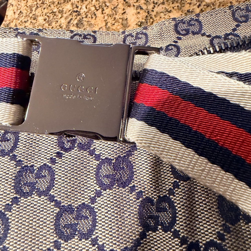 NIB AUTHENTIC GG Canvas Web Double Pocket belt bag. - Picture 9 of 12